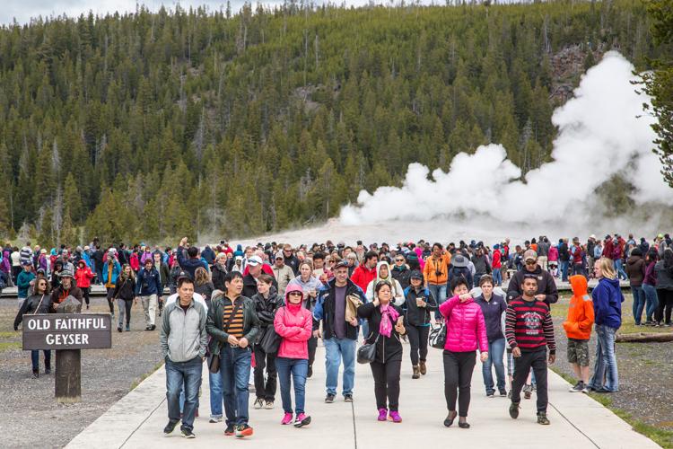 Old Faithful crowds