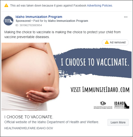 Facebook algorithm blocks Idaho Health and Welfare child ...