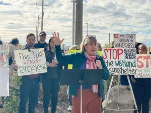 Homelessness advocates, environmentalists rally against homeless ‘mega shelter'