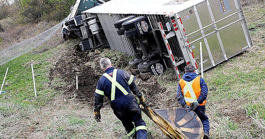 Tractor Over Tractor trailer roll-over