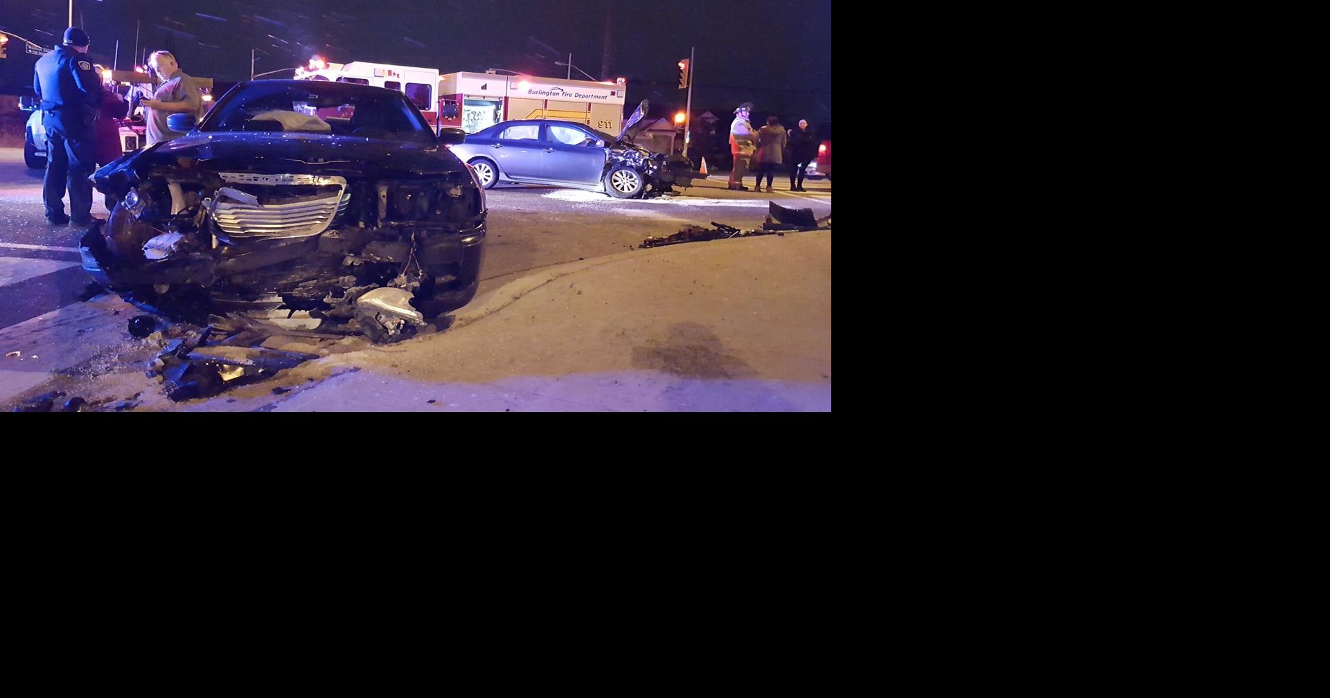 Threecar crash in Burlington