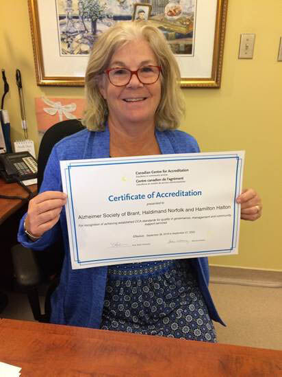 Local Alzheimer Society branch awarded certificate of accreditation