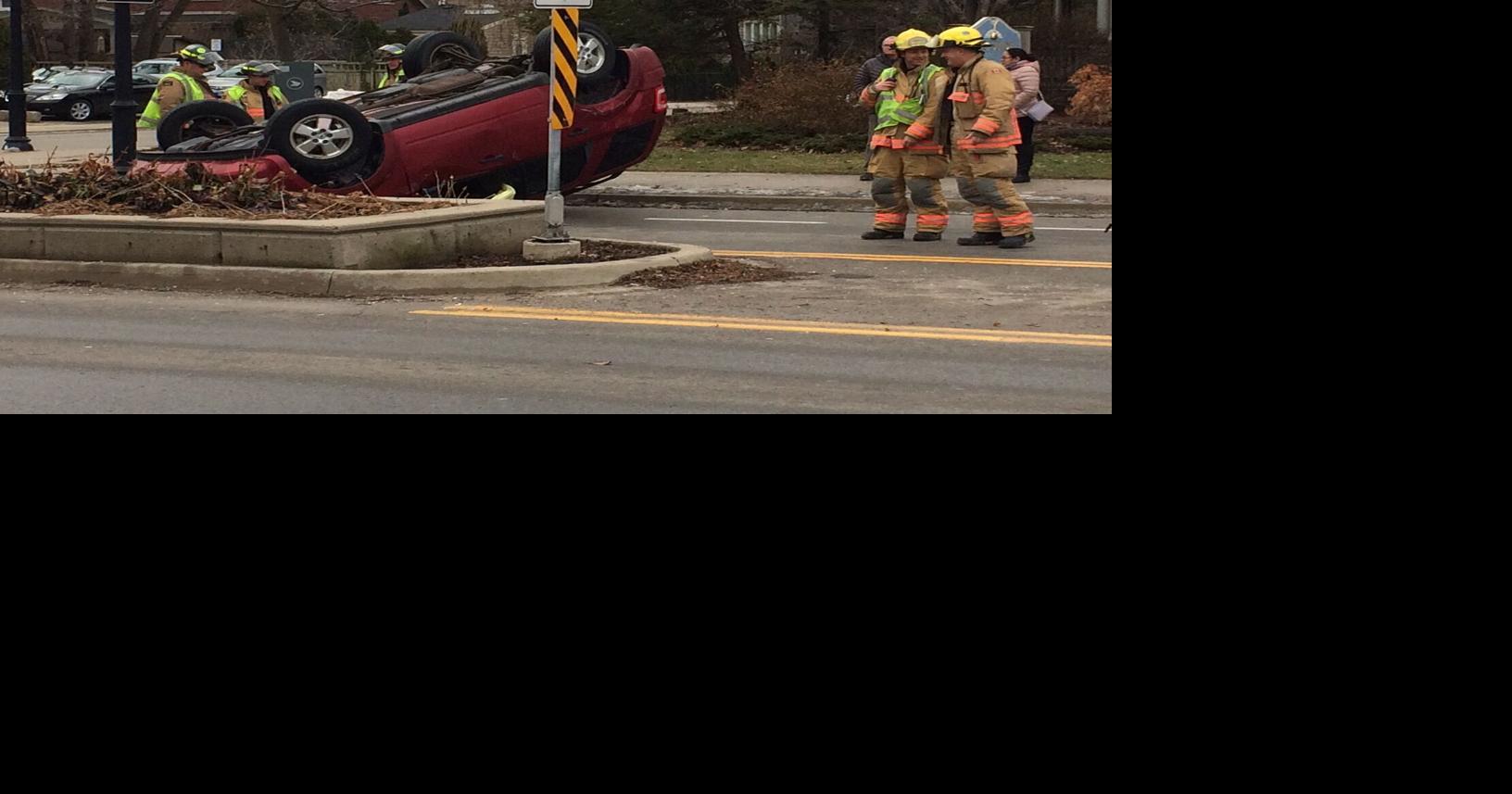 Single vehicle accident in downtown Burlington; no major injuries