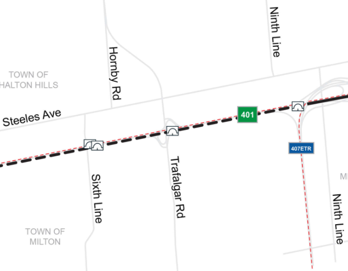 Highway 407 offramp in Milton to be closed for a week due to Highway