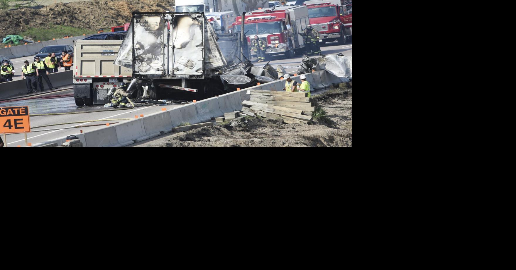 VIDEO: Tractor trailer fire in Milton closes Highway 401 and leaves 1 ...