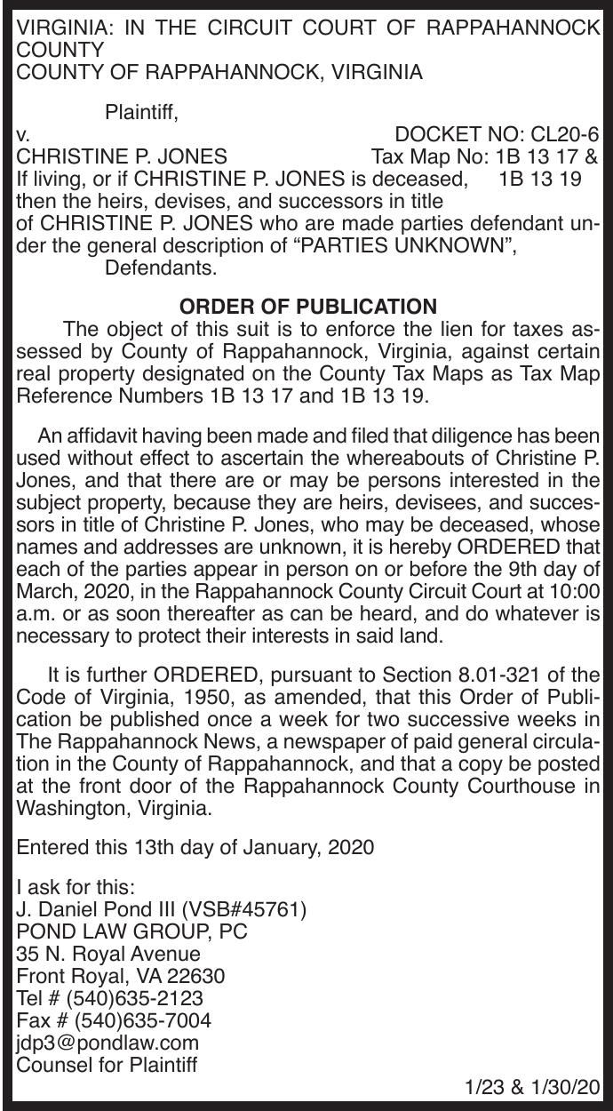 Virginia In The Circuit Court Of Rappahannock Legal