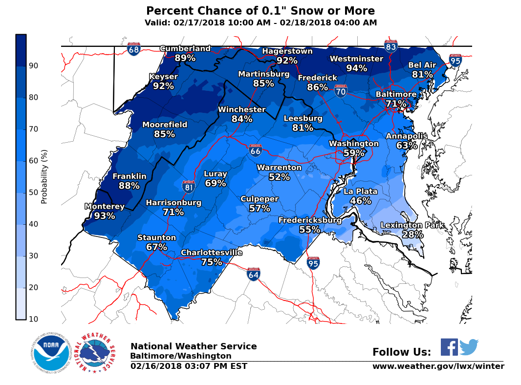 Latest snow, sleet forecast for Saturday in Northern Virginia Weather