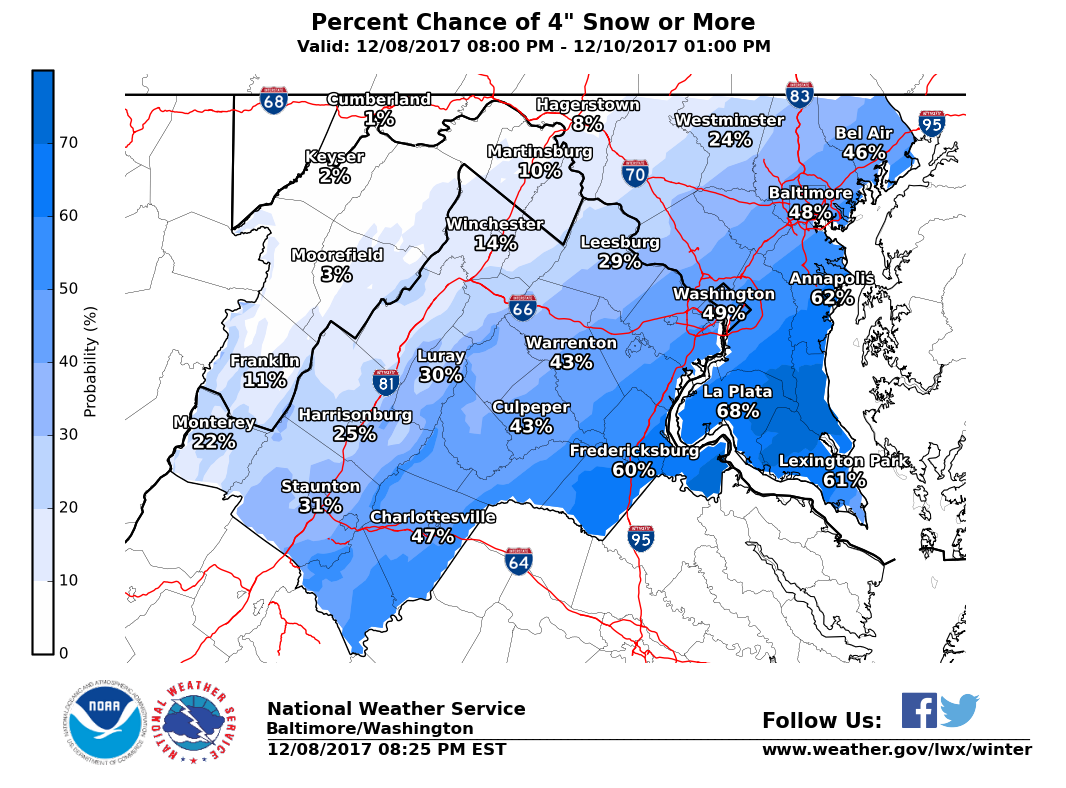 Snow in Northern Virginia Updated forecast, school cancelations