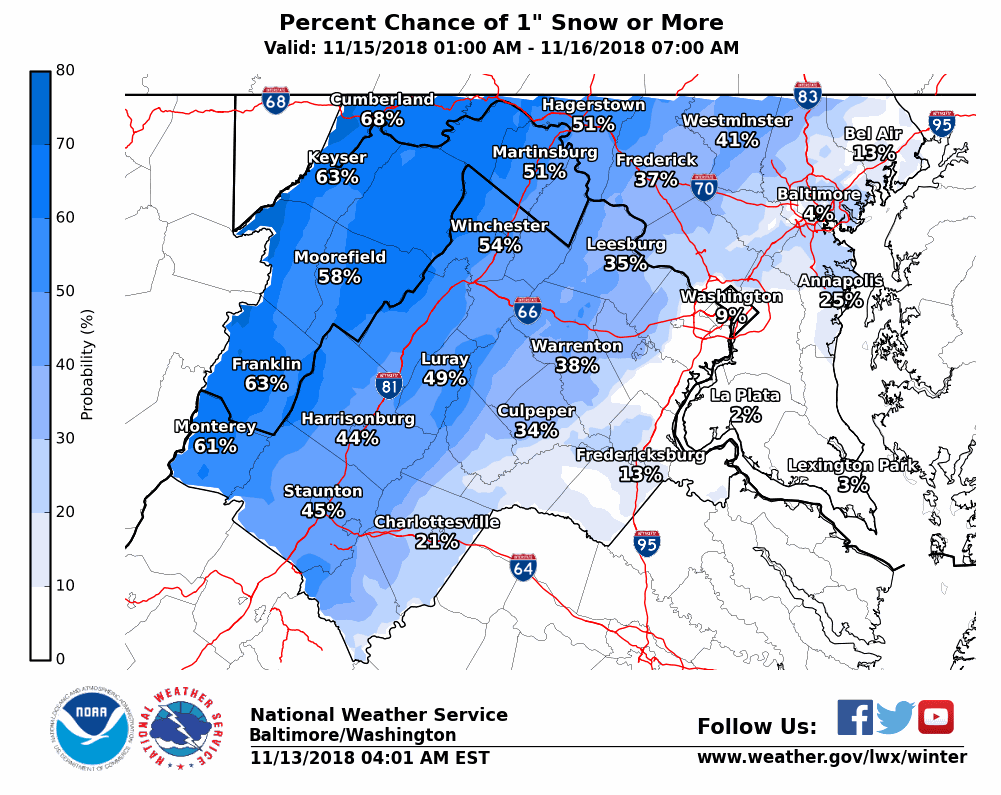 Snow in the forecast for Northern Virginia on Thursday