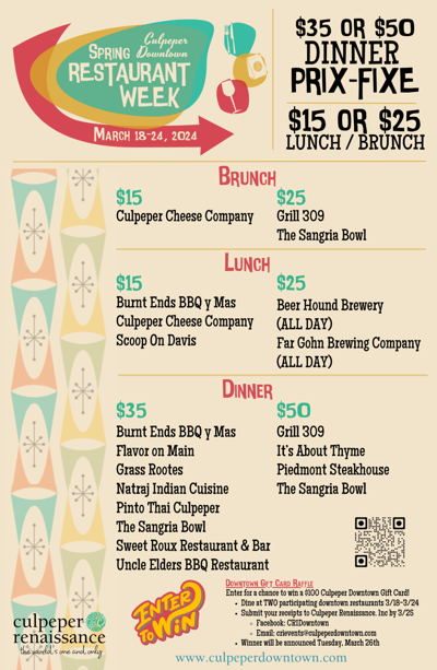 Restaurant Week returns to downtown Culpeper, starting March 18 ...