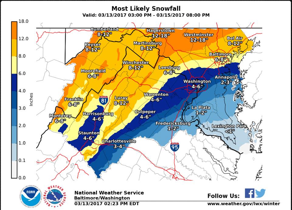 Northern Virginia Weather Latest snow forecast, projected totals for