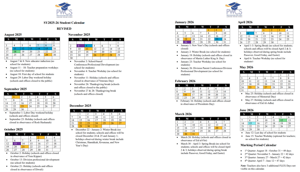 Prince William County schools adjust 202526 school calendar