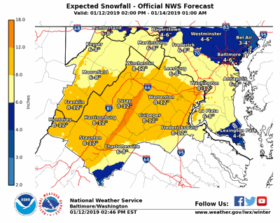 Forecasted Snow Totals Climb Across Northern Virginia Weather