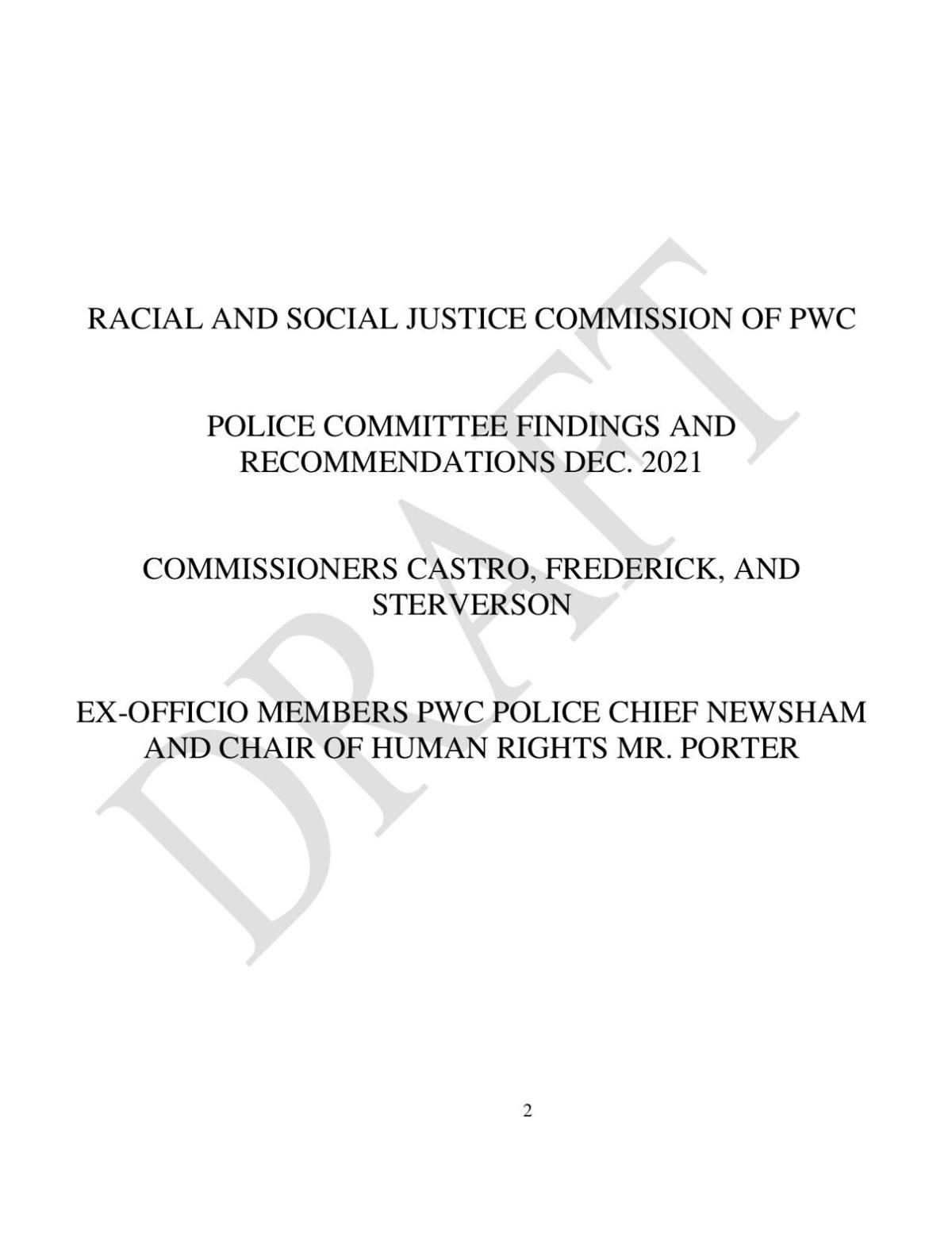 Draft racial justice committee report