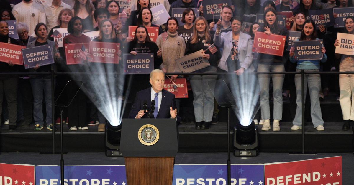 Restore Roe At Manassas rally riddled with interruptions, Biden pledges to 'Restore ...