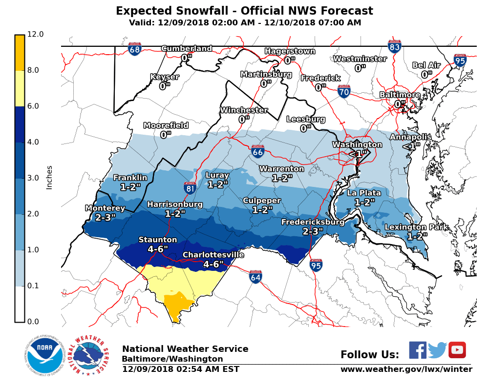 Snow likely across Northern Virginia on Sunday Weather