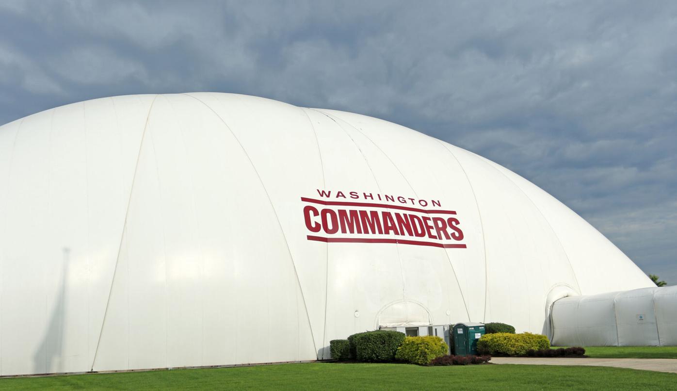 Washington Commanders training facility bubble headquarters logo