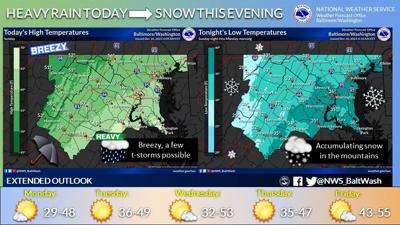 Heavy rain, high winds and a little snow possible as cold front moves ...