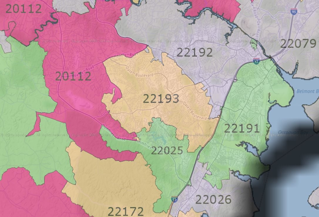 VA Zip Code Map