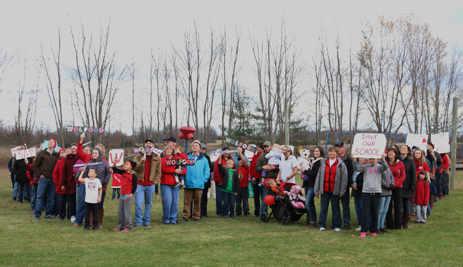 Rally held at Wolford Public School to protest its potential