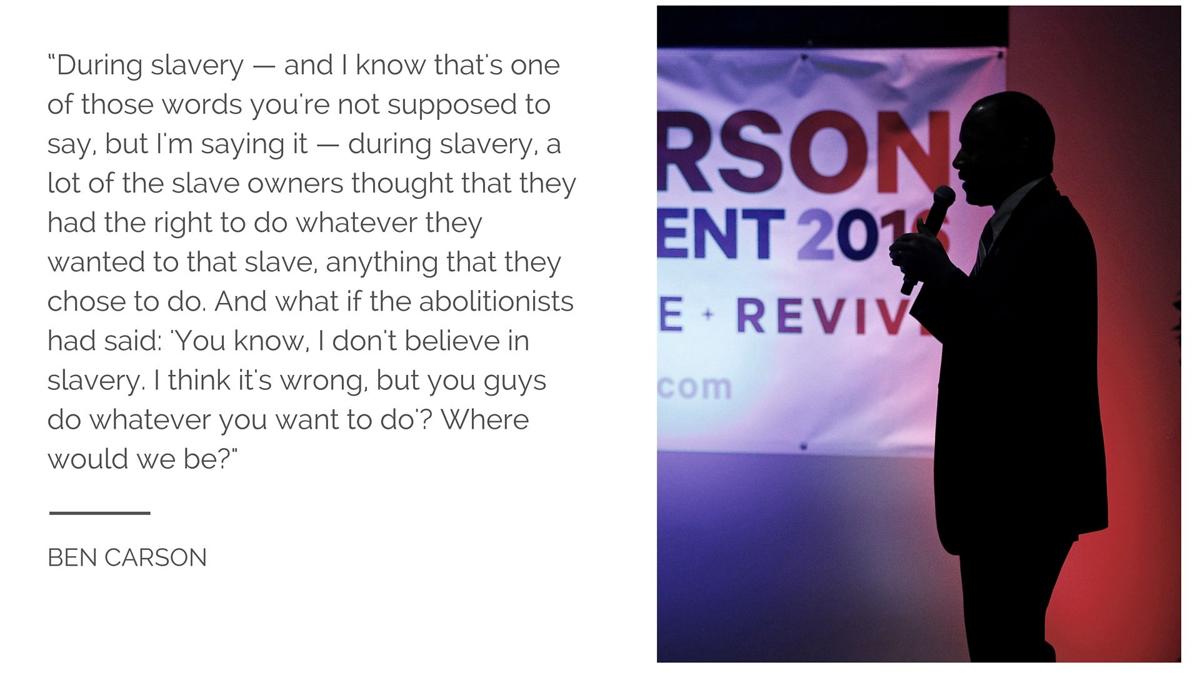 Ben Carson on abortion and slavery.