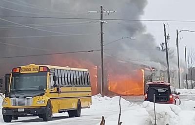 Fire destroys Braham Bus Company, three buses