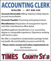 Accounting Clerk position open