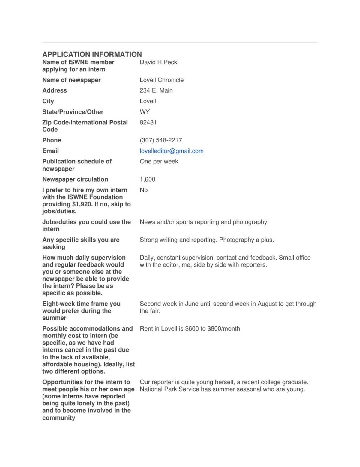 Lovell Chronicle, Lovell, Wyoming