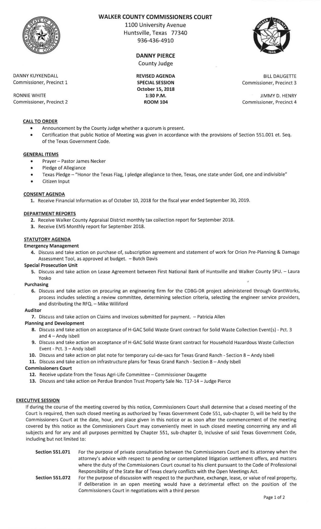 Texas Grand Ranch infrastructure plans to go before commissioners