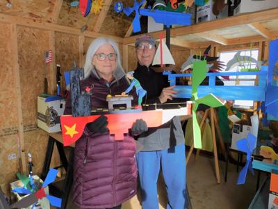 Steve Garner with his wife, Joan Garner. Steve makes whirligigs, and he and his wife donate all of the proceeds to Hospicare.