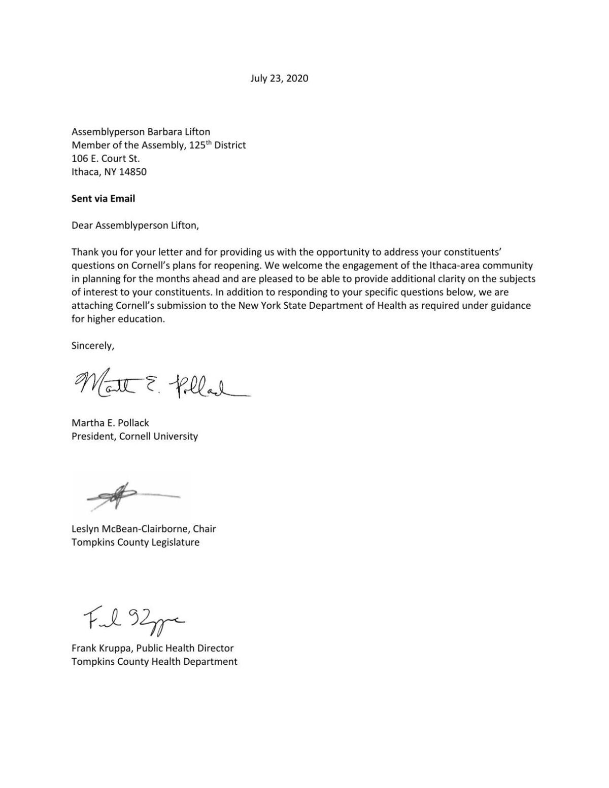 Lifton Releases Cornell County Answers On Reactivation Plans Ithaca Ithaca Com