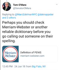 Ithaca S State Senator Tweeted The Definition Of The Word Penis To Somebody To Prove A Point News Ithaca Com