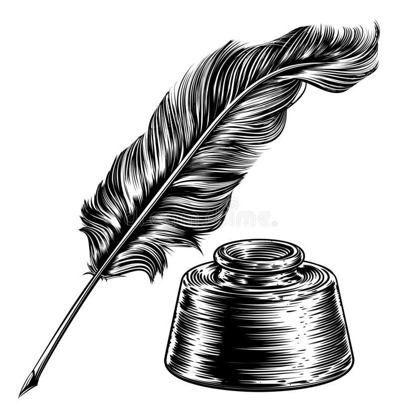 Feather Quill Pen and Ink Pot coloring page | Free Printable Coloring Pages