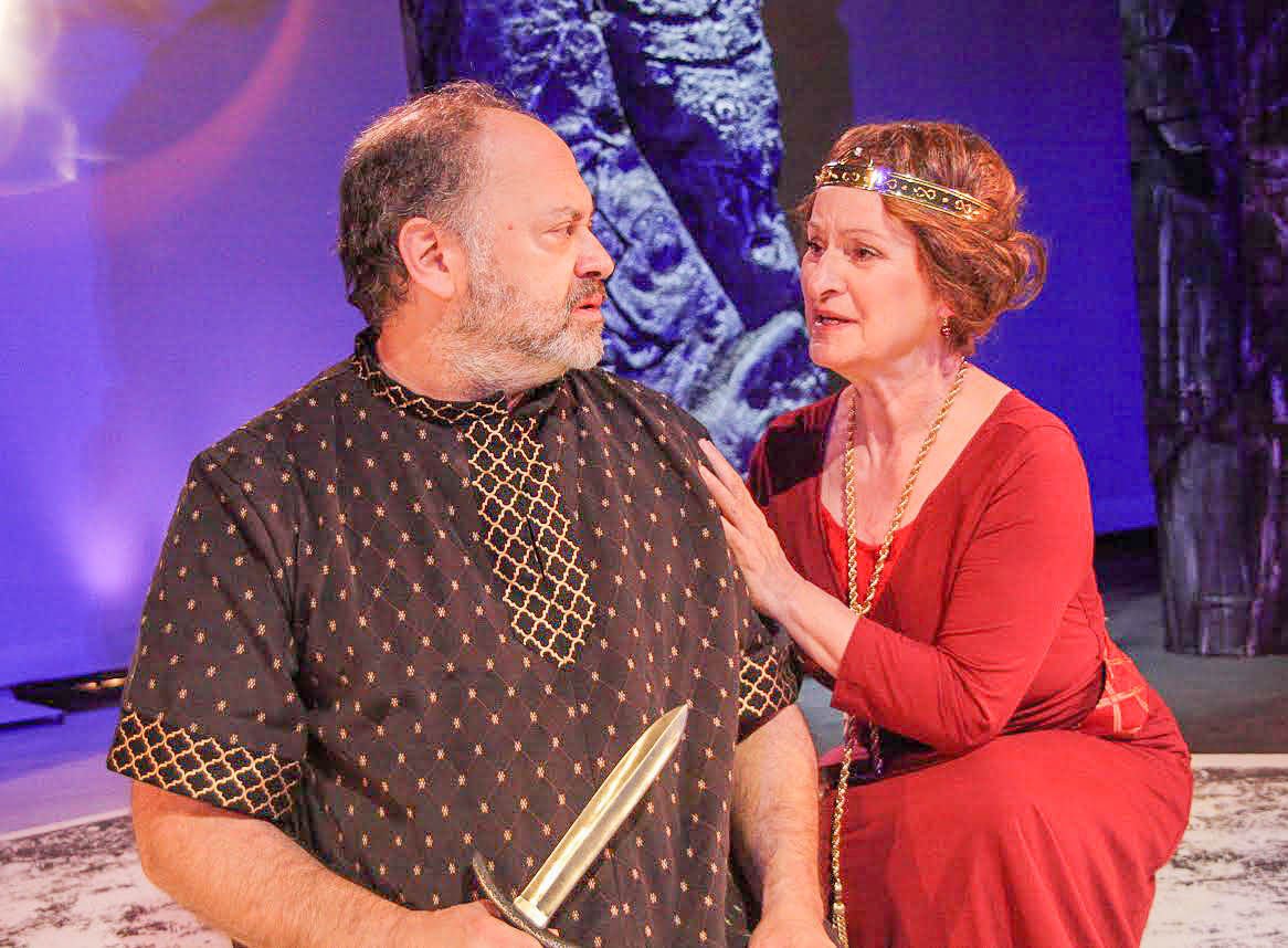Macbeth (Michael Donato) and Lady Macbeth (Kristin Sad) in the Ithaca Shakespeare Company’s production of Macbeth.