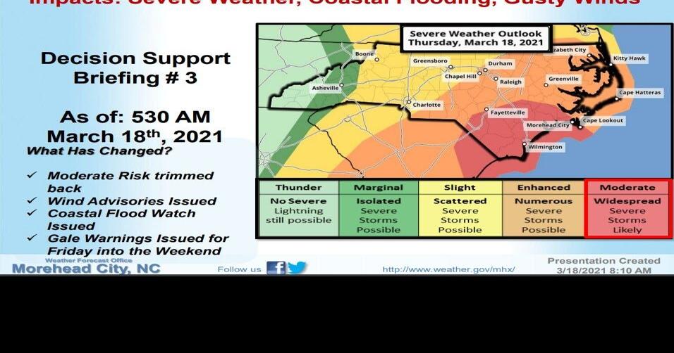 UPDATE Severe weather expected to miss Onslow County Local News