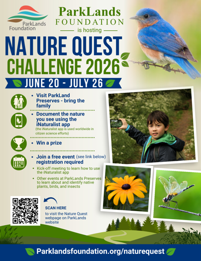 ParkLands Foundation Nature Quest Challenge and Partner Events (June 20-July 26)