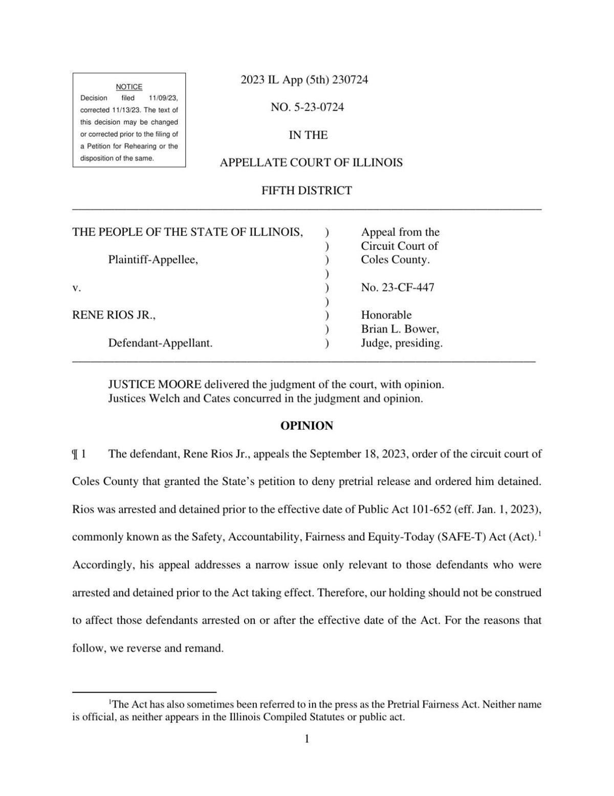 Appellate court Coles County defendants improperly detained under SAFET Act