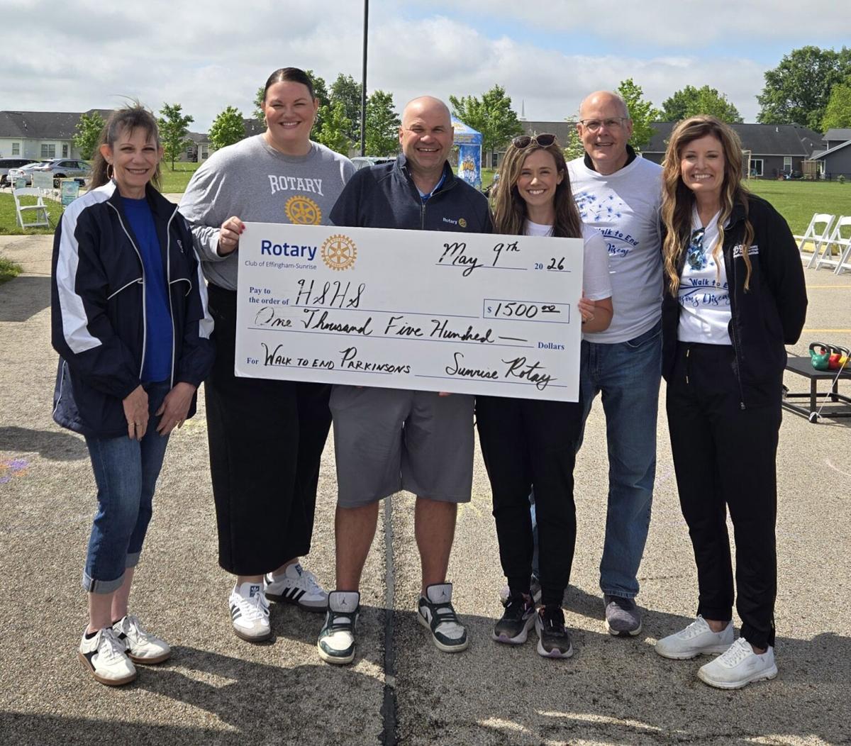 Effingham Sunrise Rotary donates $1,500 to HSHS St. Anthony’s Walk to End Parkinson’s Disease