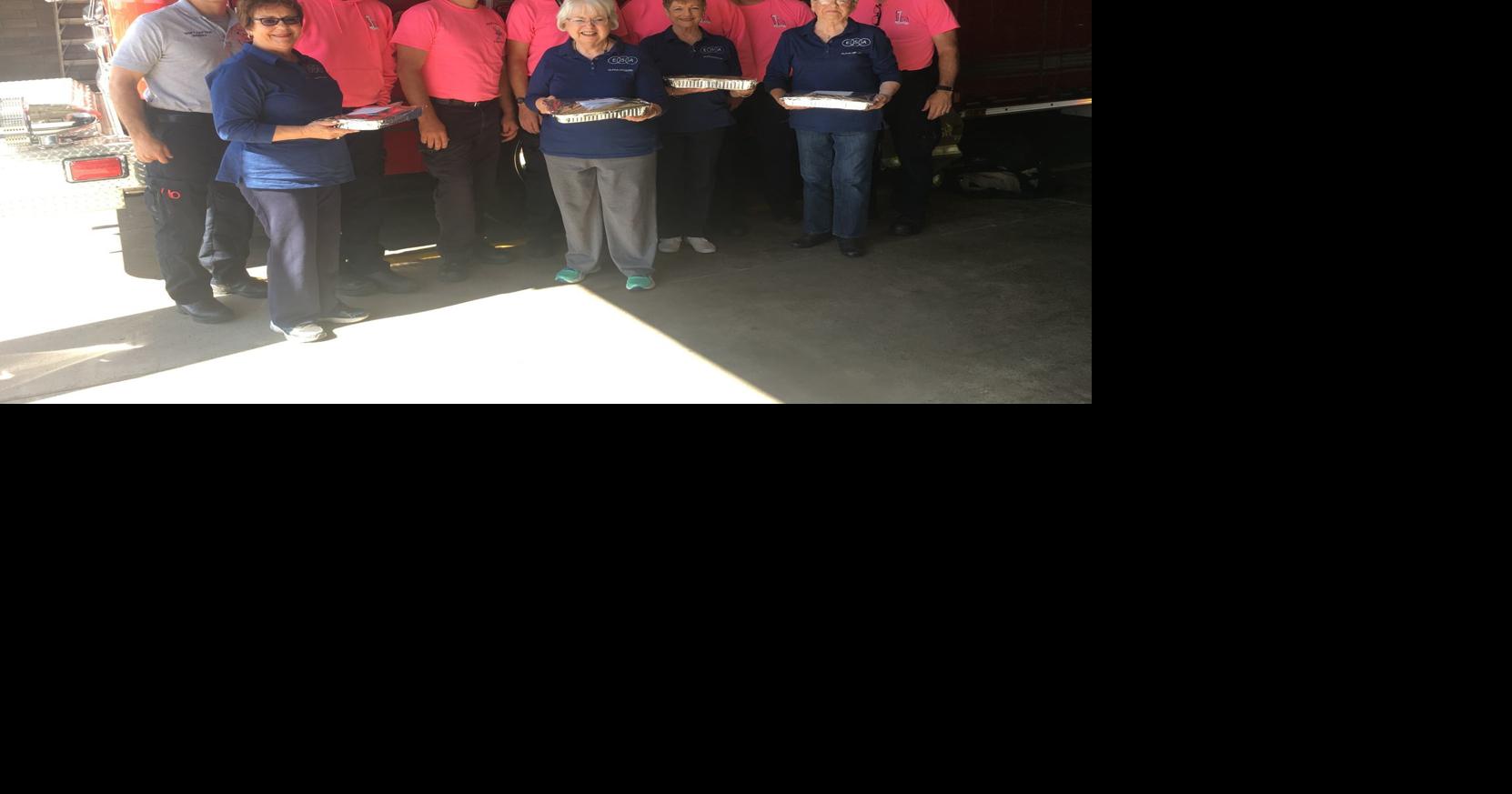 Alpha Upsilon presents cookies to Mattoon Fire Department