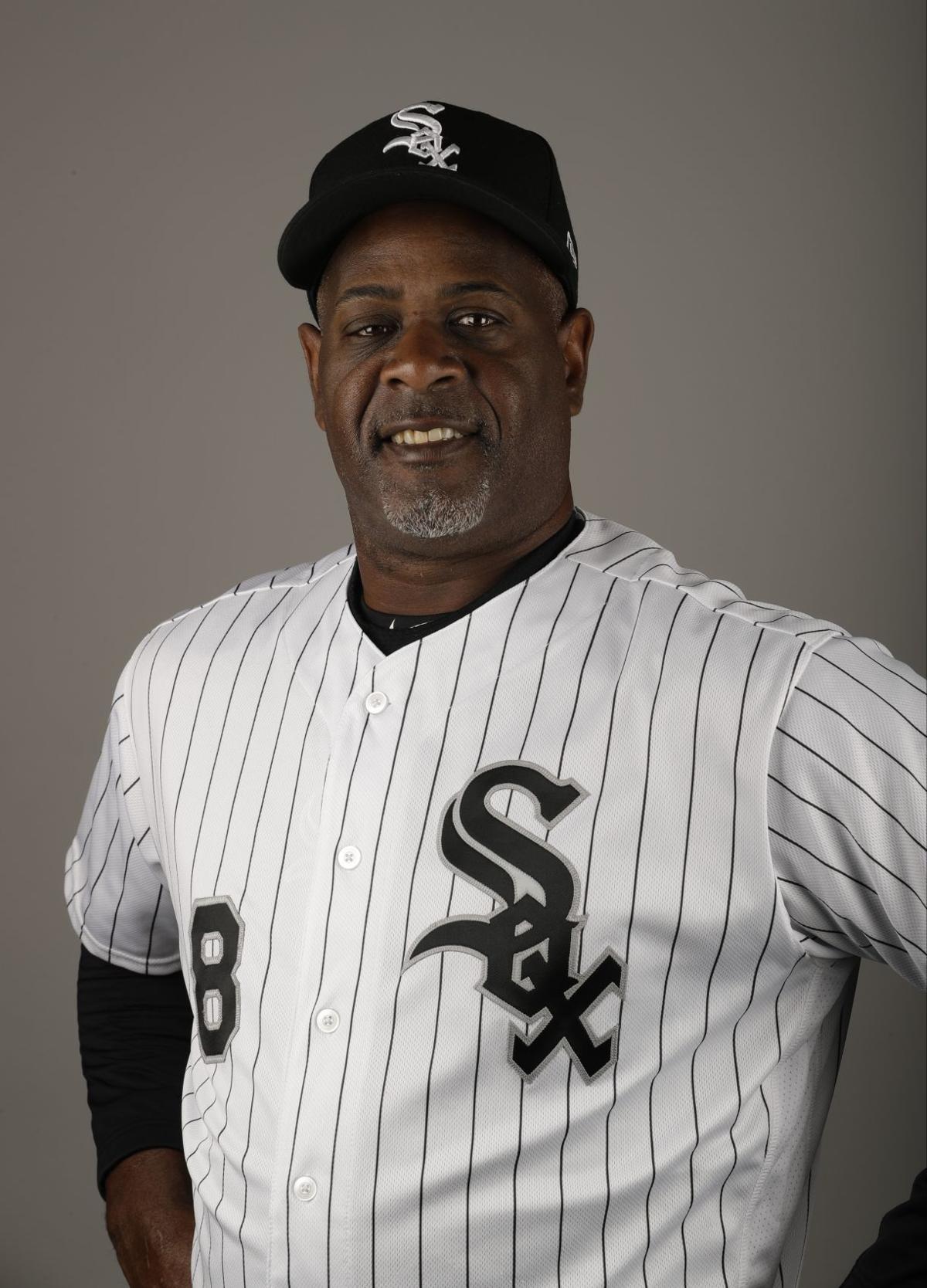 First Base Coach Daryl Boston of the Chicago White Sox looks on