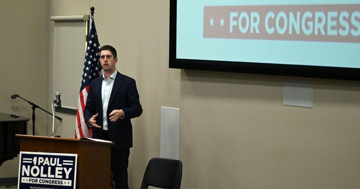Nolley brings Congress run to Normal, talks economics, healthcare