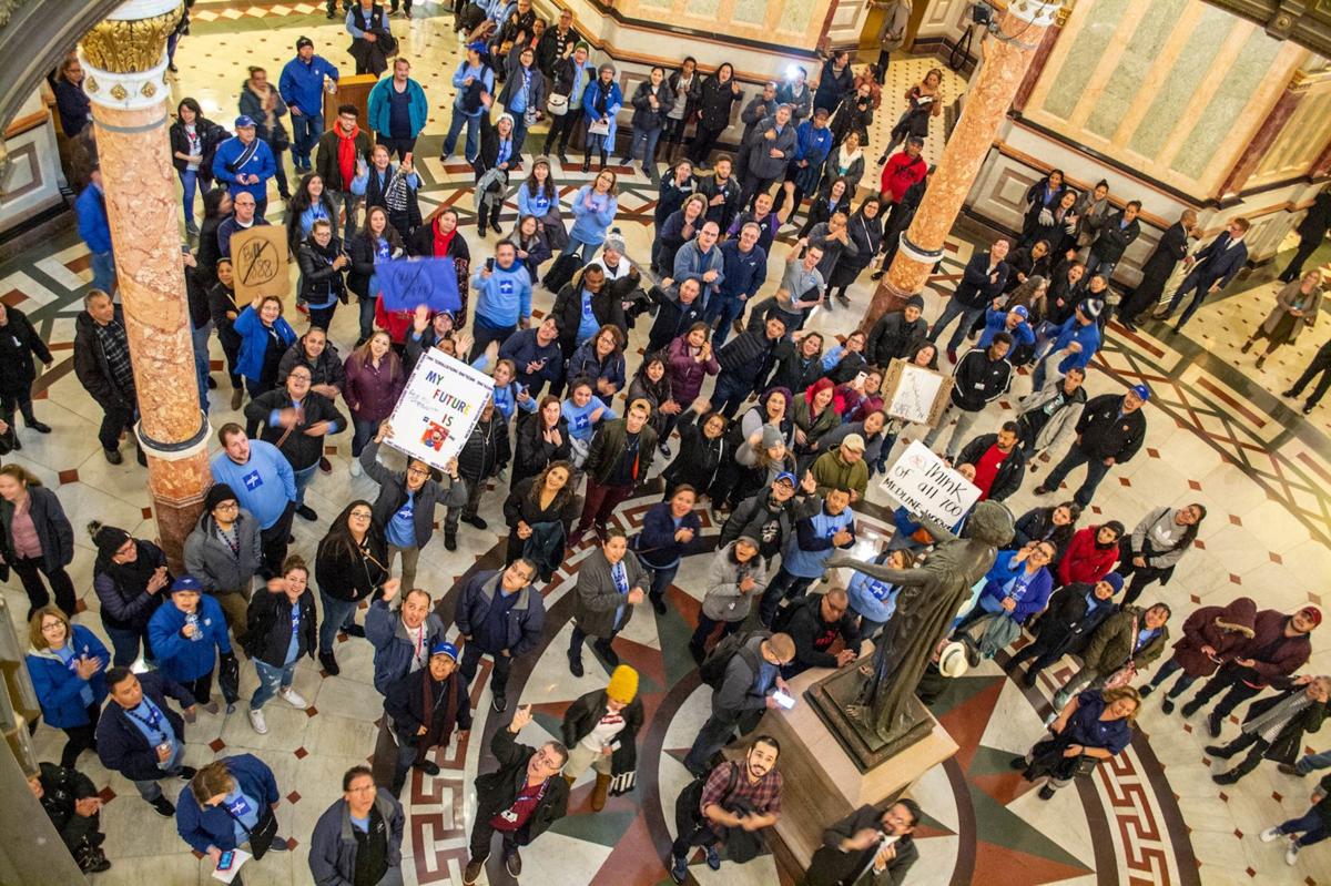 Protestors on behalf of Medline Industries,