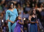 Michelle, Sasha, and Malia Obama, 2008