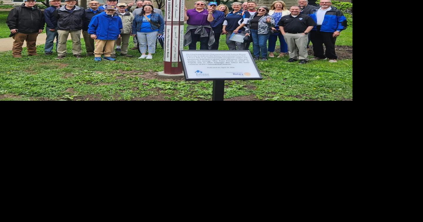 Charleston Rotary, Eastern Illinois University dedicate Peace Pole on campus