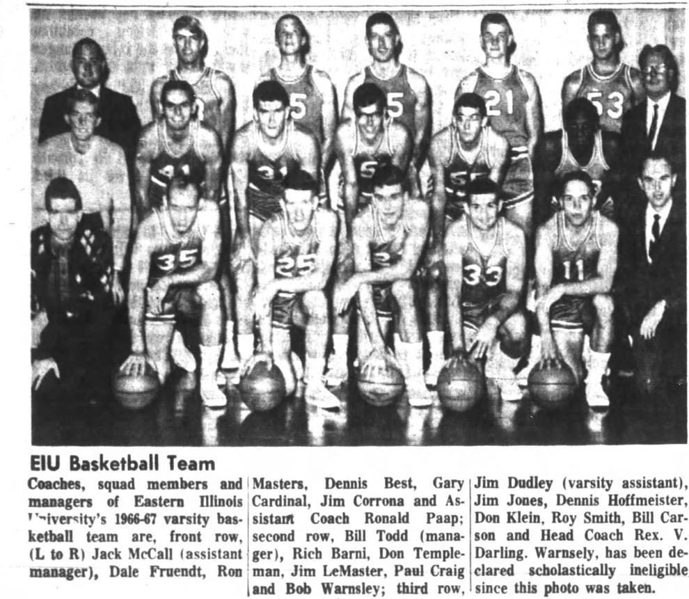 Historical photos of Eastern Illinois University men's basketball team