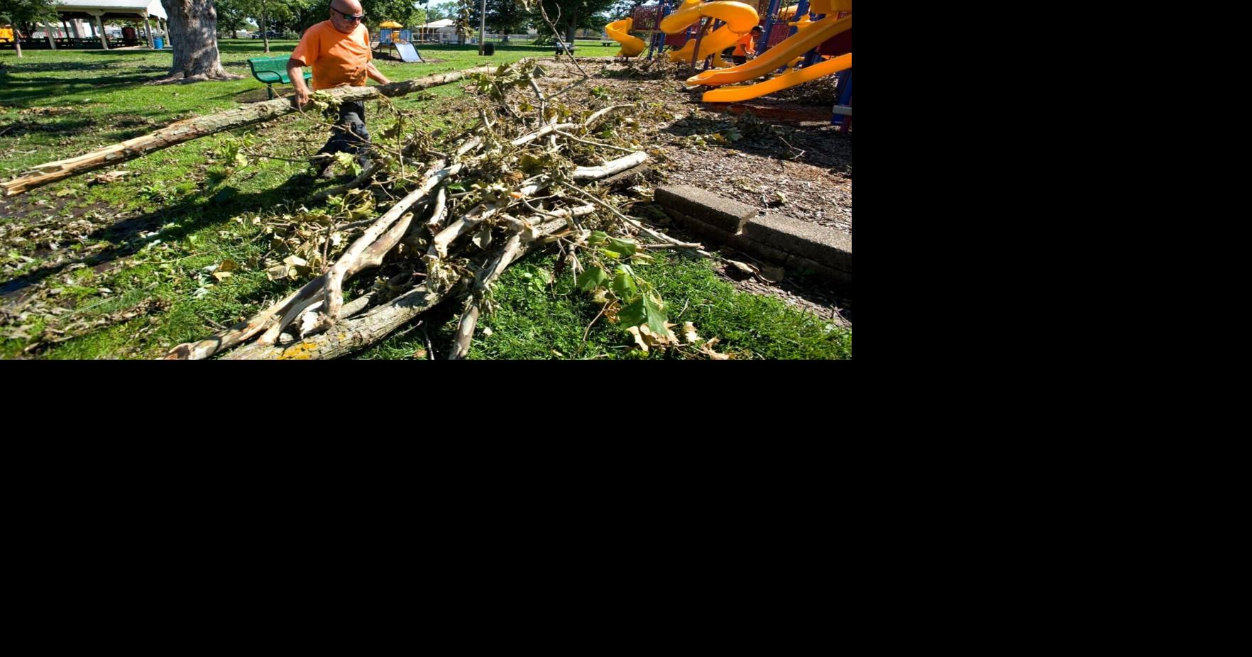 Downed trees being removed at Morton Park in Charleston