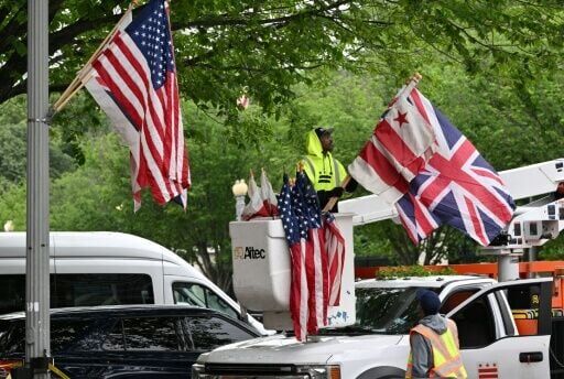 British flags have been put up alongside the US flag at the White House ahead of the royal visit