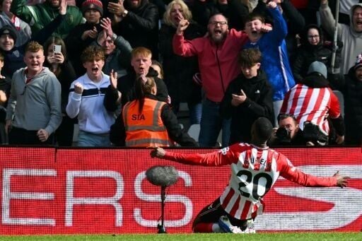 Sunderland's Nordi Mukiele celebrates his goal against Tottenham