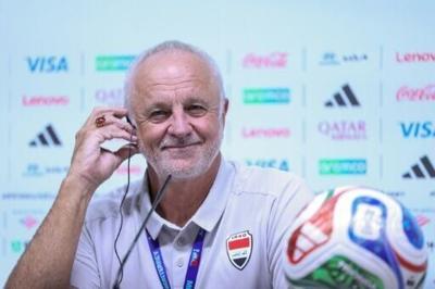 Iraq's head coach Australian Graham Arnold addresses media ahead of his team's World Cup playoff against Bolivia