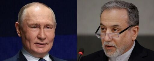 Foreign Minister Abbas Araghchi (R) is expected to meet Russian leader Vladimir Putin (L) in Saint Petersburg